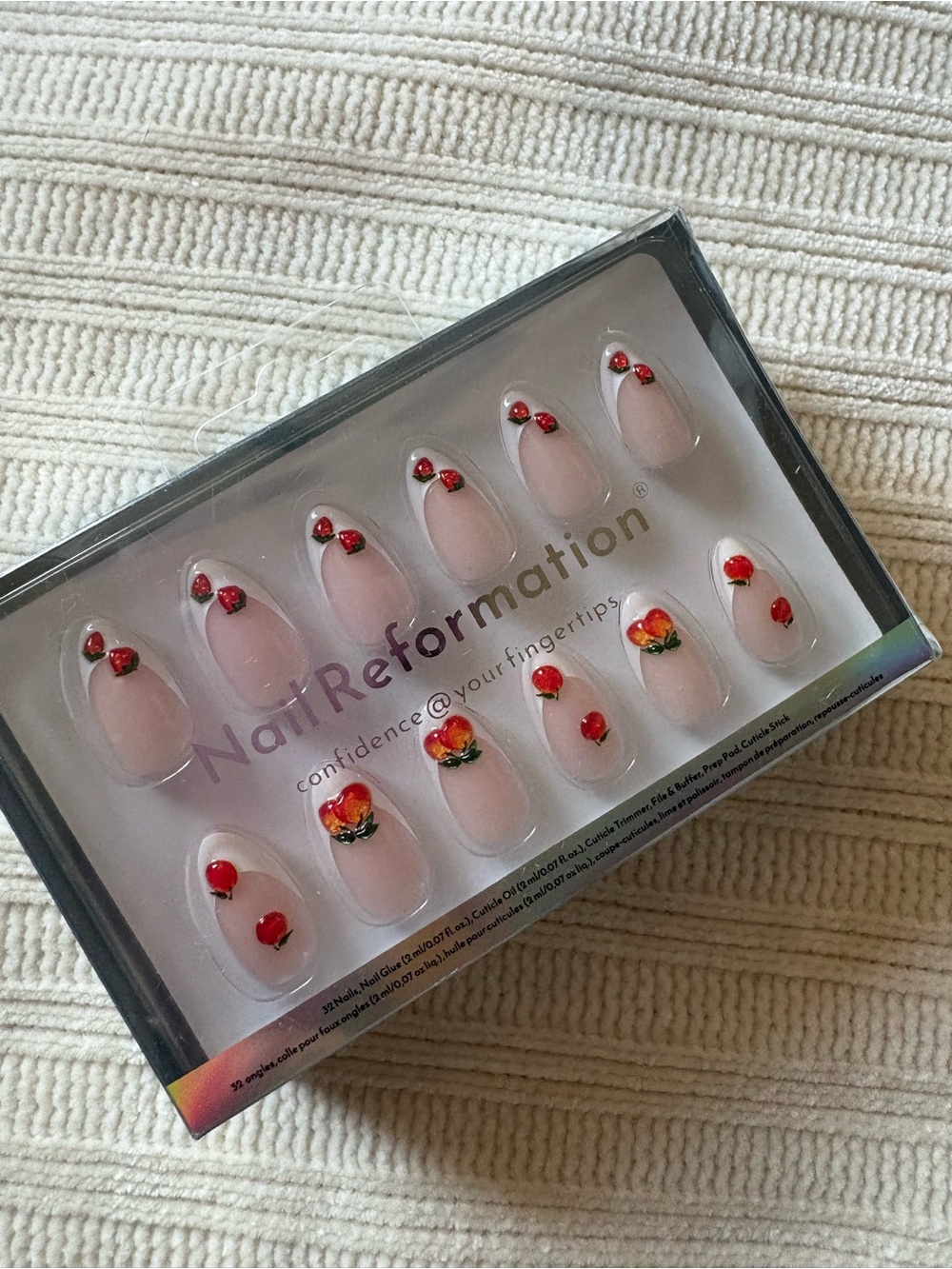 Nail Reformation Nude Press-On Nails with fruit Strawberries Embellishments
